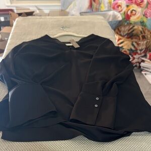 J. Crew Black V-Neck Long Sleeve Blouse